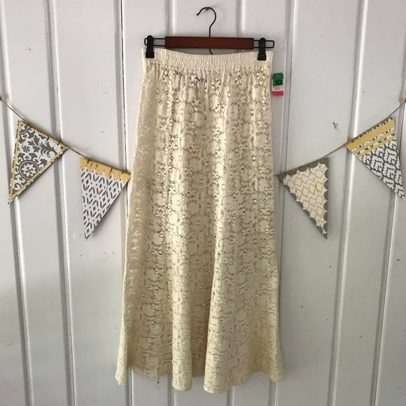 Vintage Dresses & Skirts - Vintage Sunny Sport Cream Lace Maxi Skirt